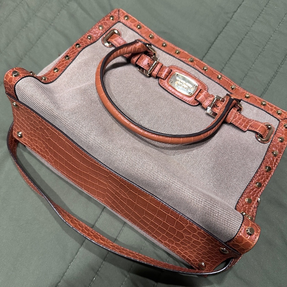 MICHAEL KORS STUDIO HAMILTON LARGE HEMP CANVAS SATCHEL